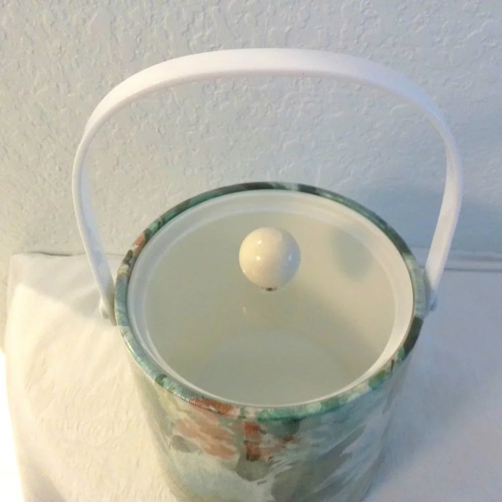 Vintage Kraftware Elegance Green Floral Ice Bucket